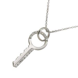 Ponte Vecchio key Motif Diamond 0.10ct Necklace 18K White Gold 750 90277721